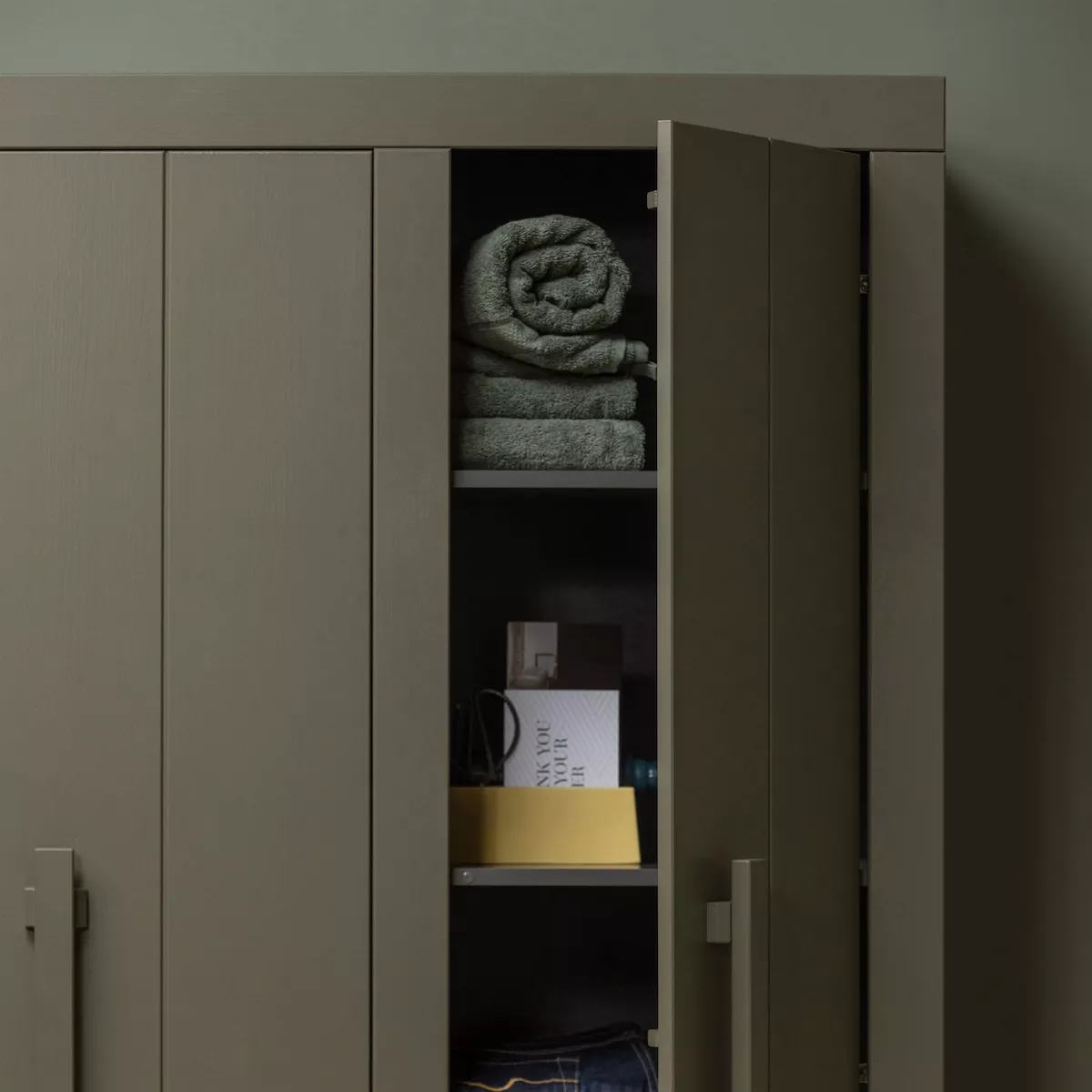 BOBBY - Green pine wood wardrobe H 190