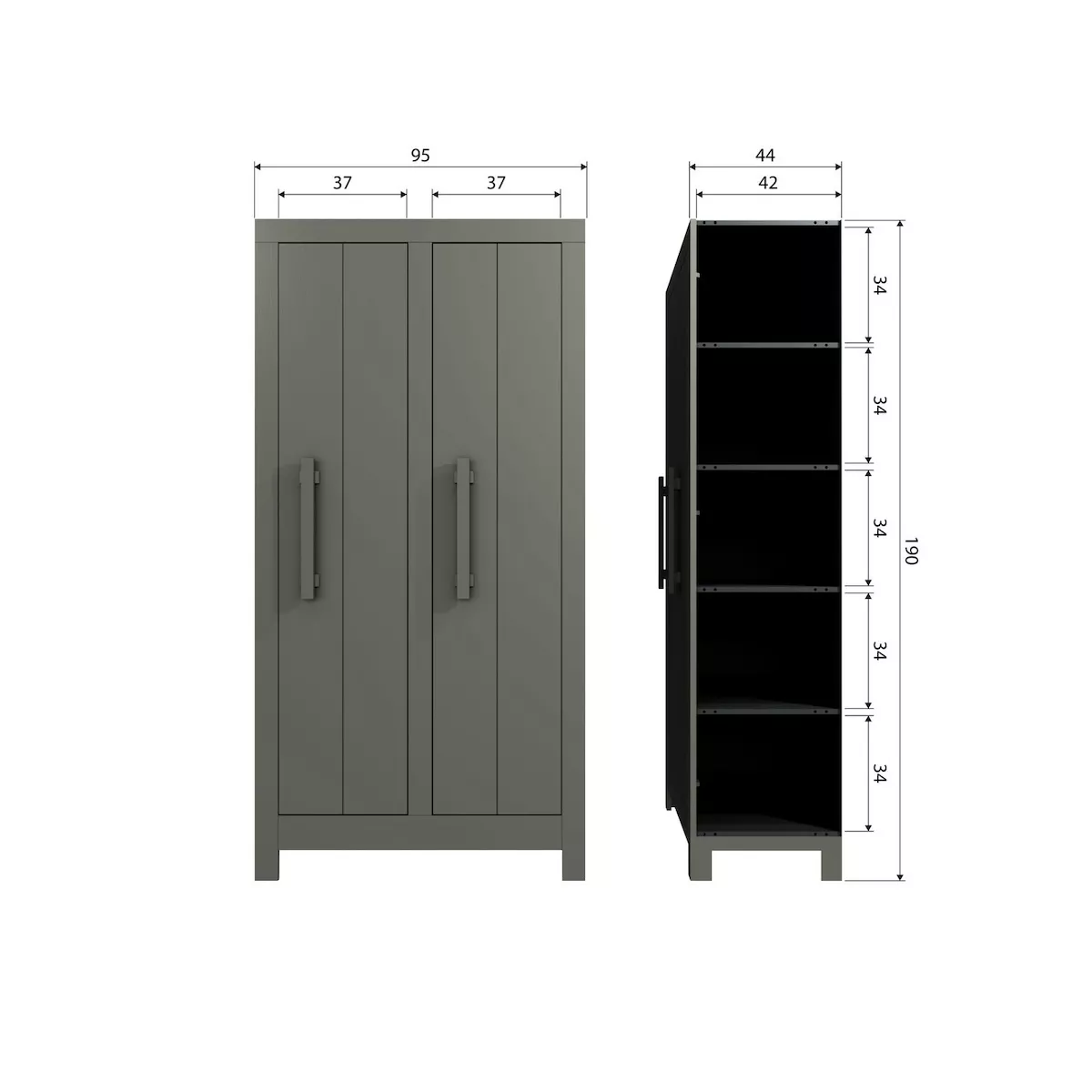 BOBBY - Armoire en bois de pin vert H 190