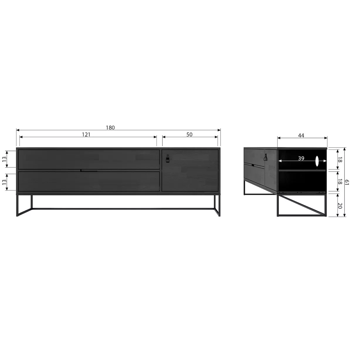 SILAS - White pine TV stand L 180