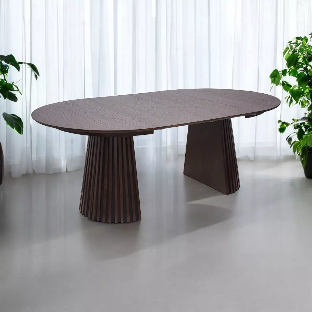 OSAKA - Brown round extensible table D120