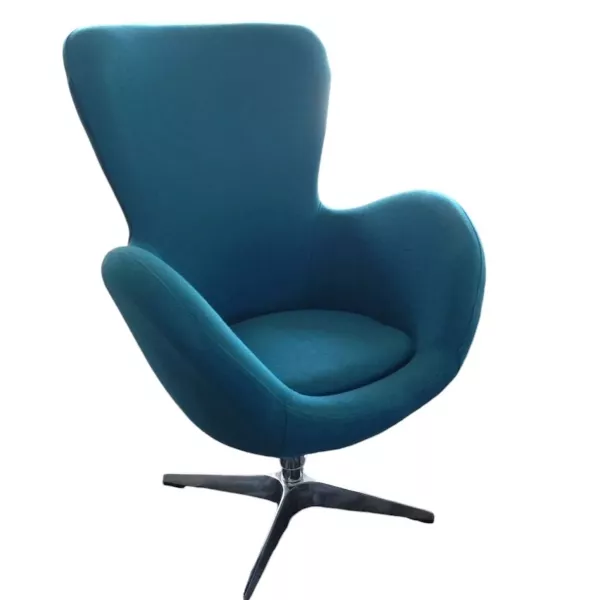 Rotating design armchair in turquoise