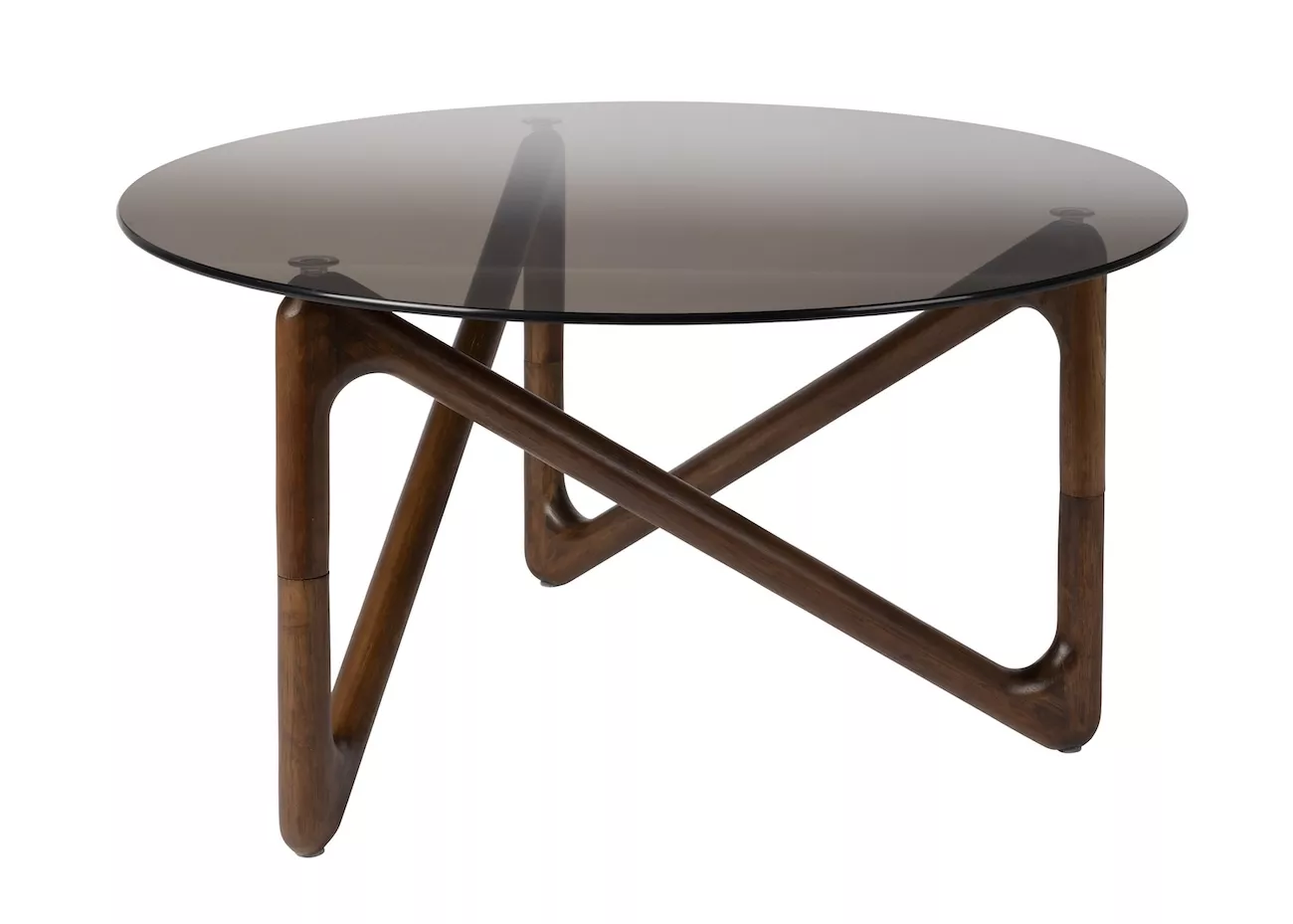 NAIA - D80 round coffee table in wood and smoked glass