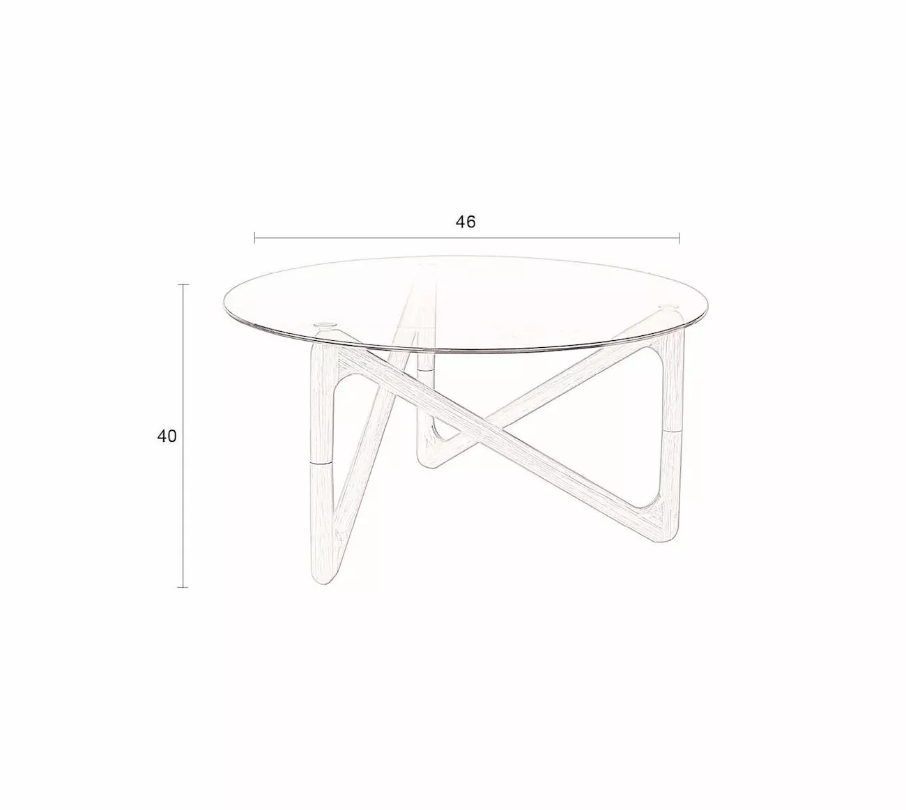 NAIA - D80 round coffee table in wood and smoked glass