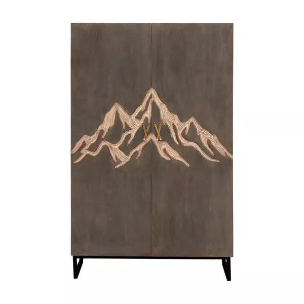 Mountain motif storage cabinet