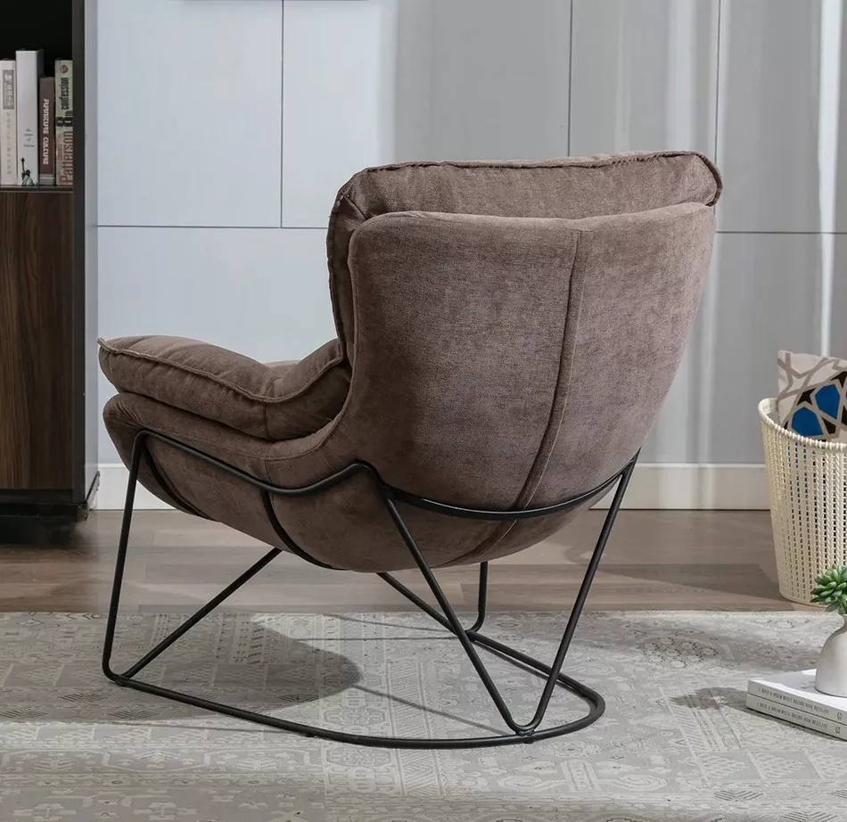 Easy comfortable armchair in brown velvet