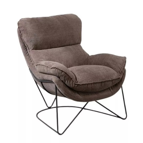 Easy comfortable armchair in brown velvet