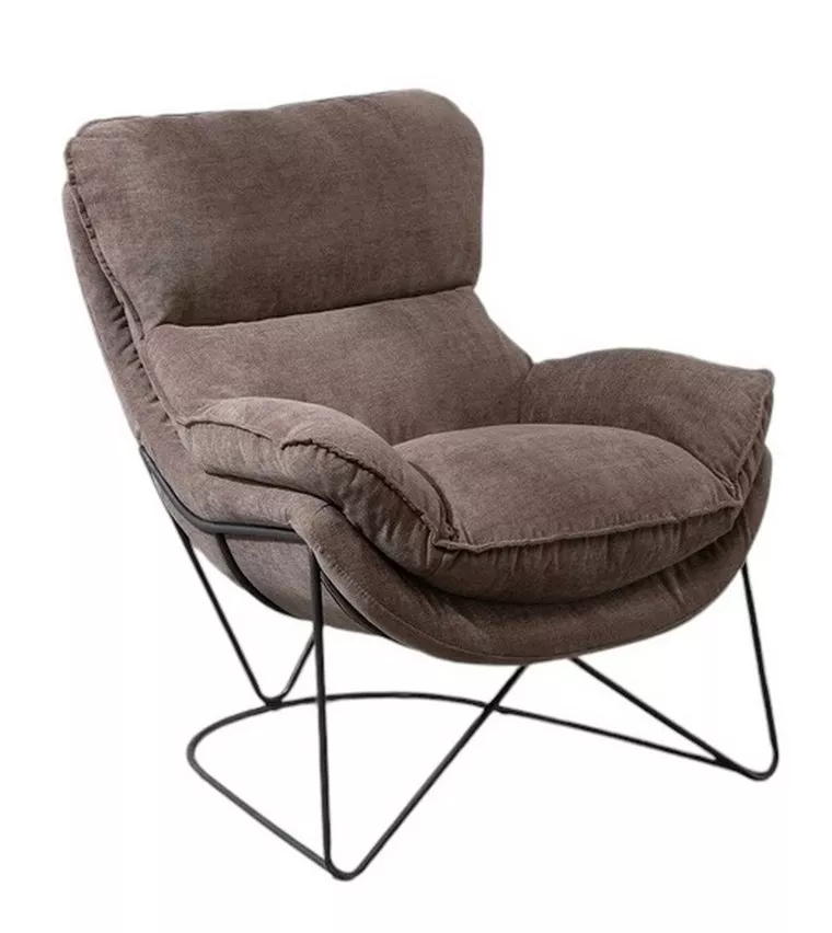 Easy comfortable armchair in brown velvet