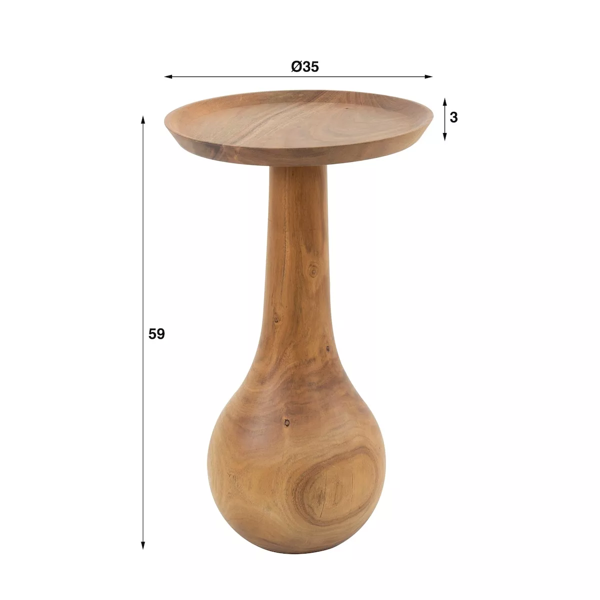 35 cm round acacia coffee table