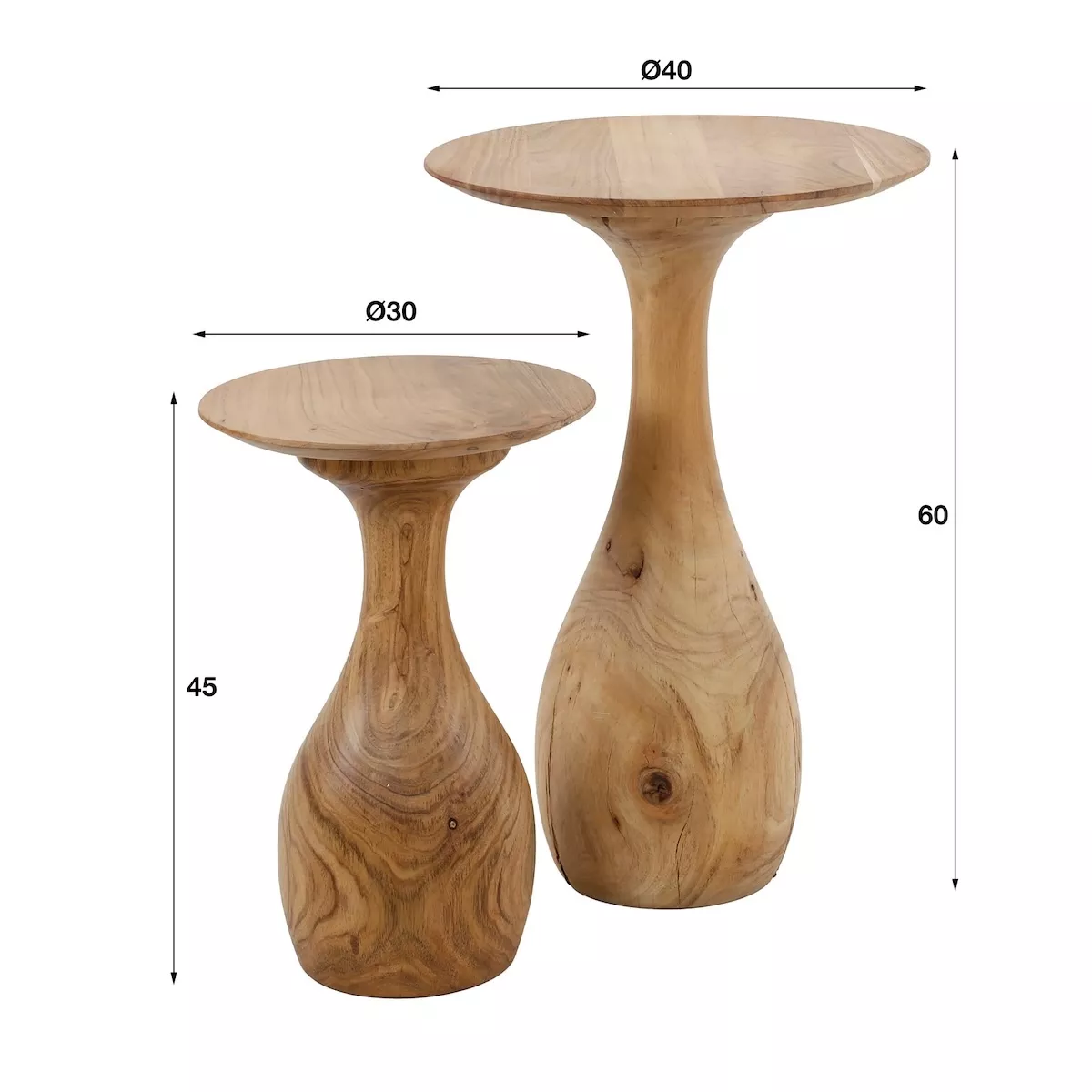 PORTOBELO - Set of round side tables in acacia wood