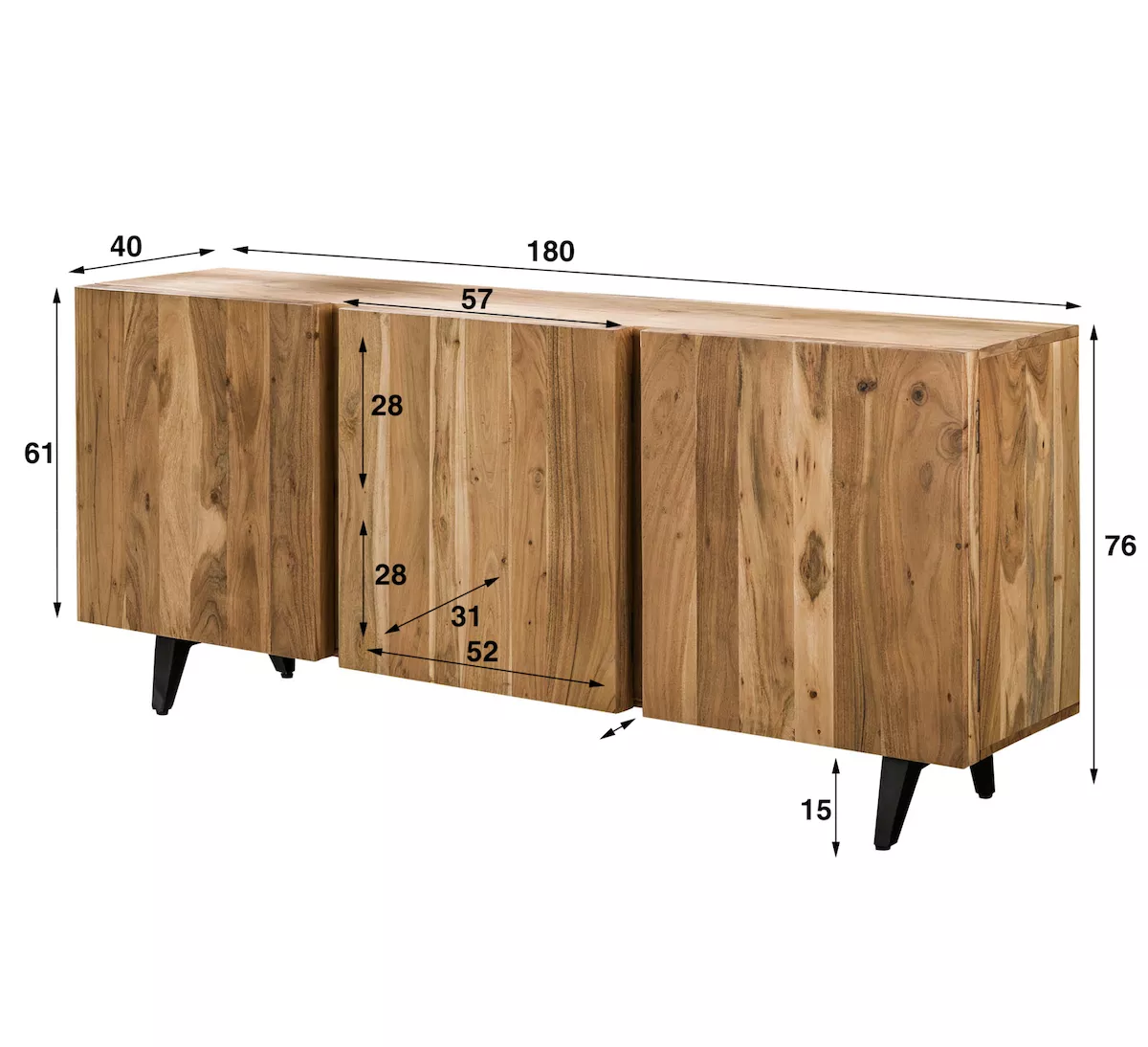 ROLL - Buffet en bois d'acacia L180