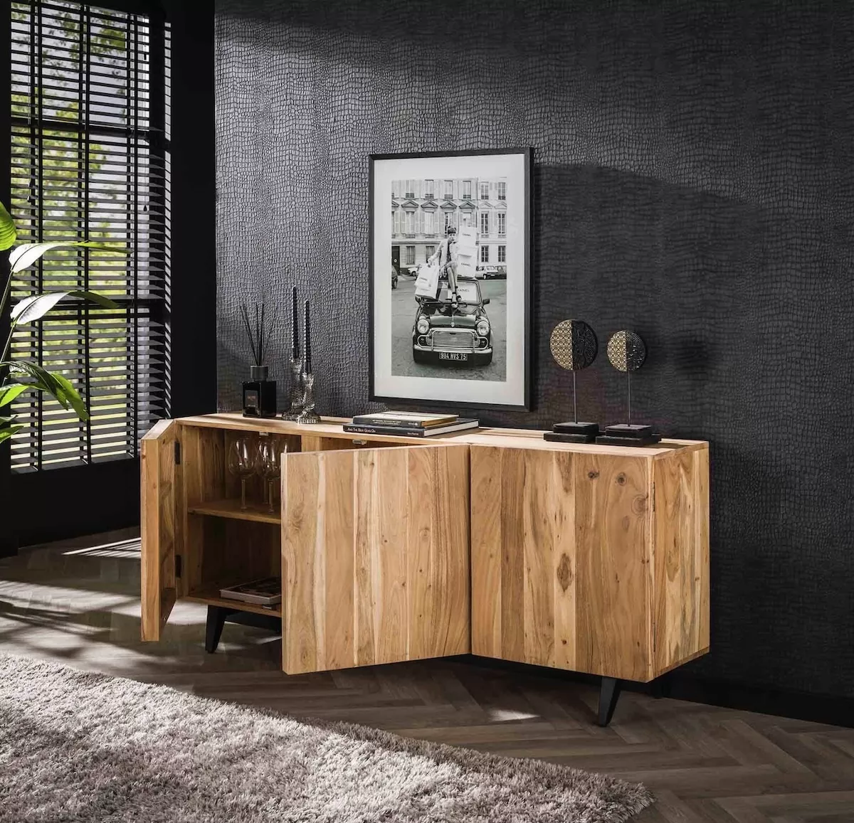 ROLL - Acacia wood sideboard L180