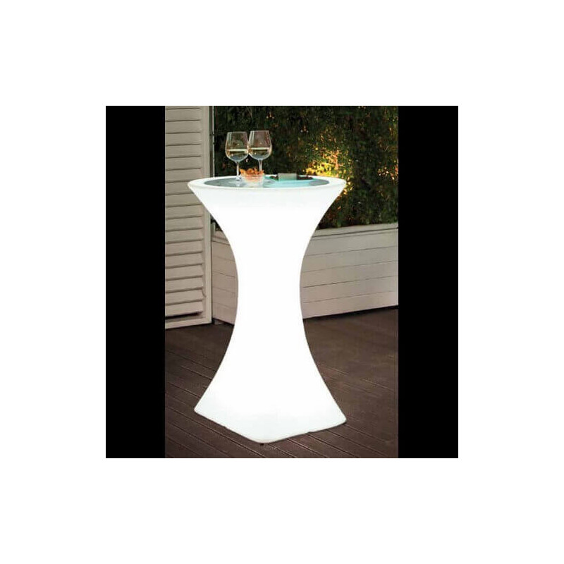 Club high table bar for events by night. Light furnitures and led table for party
