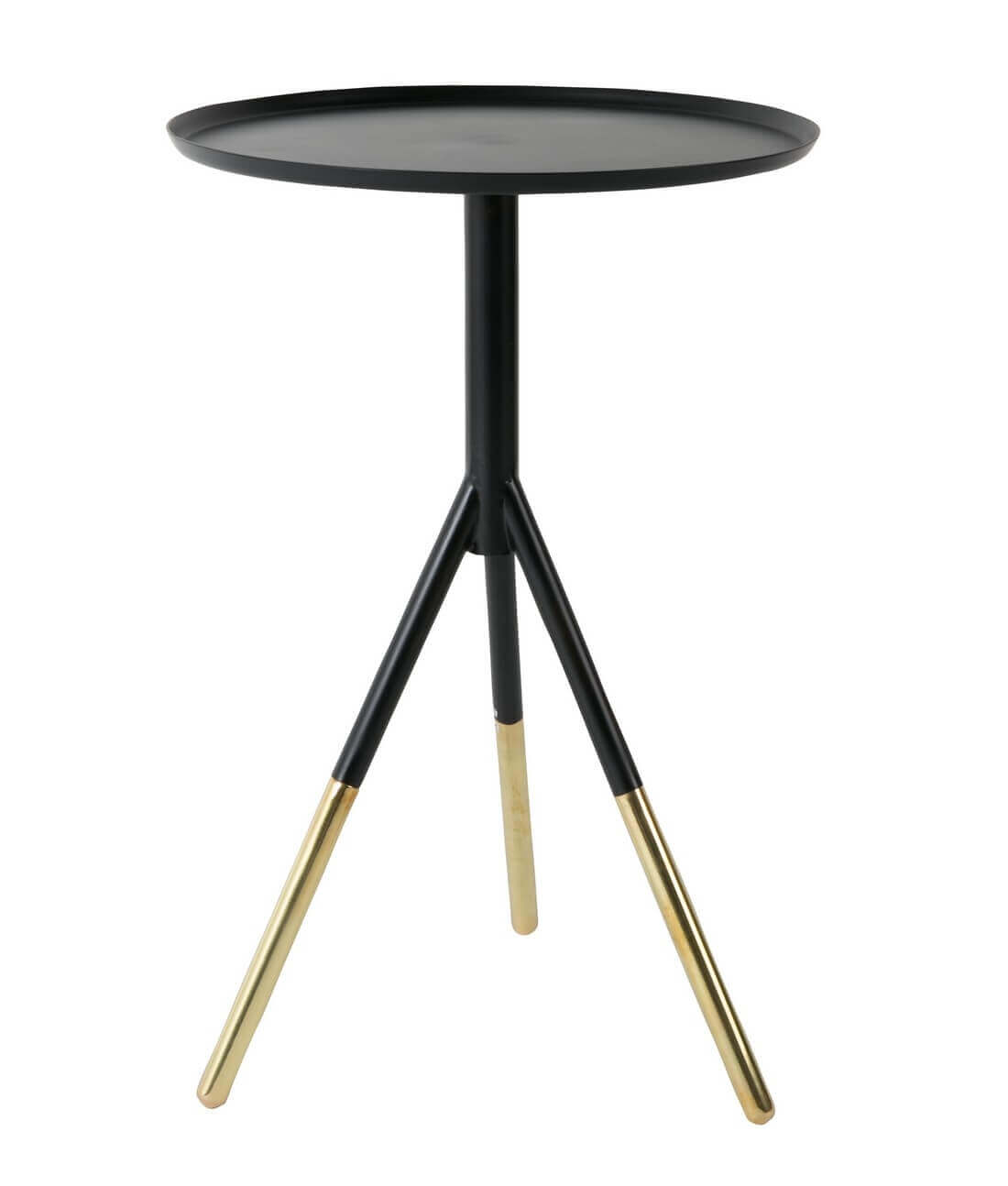 Small round table in black iron and brass