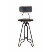 Industrial bar stool in raw steel