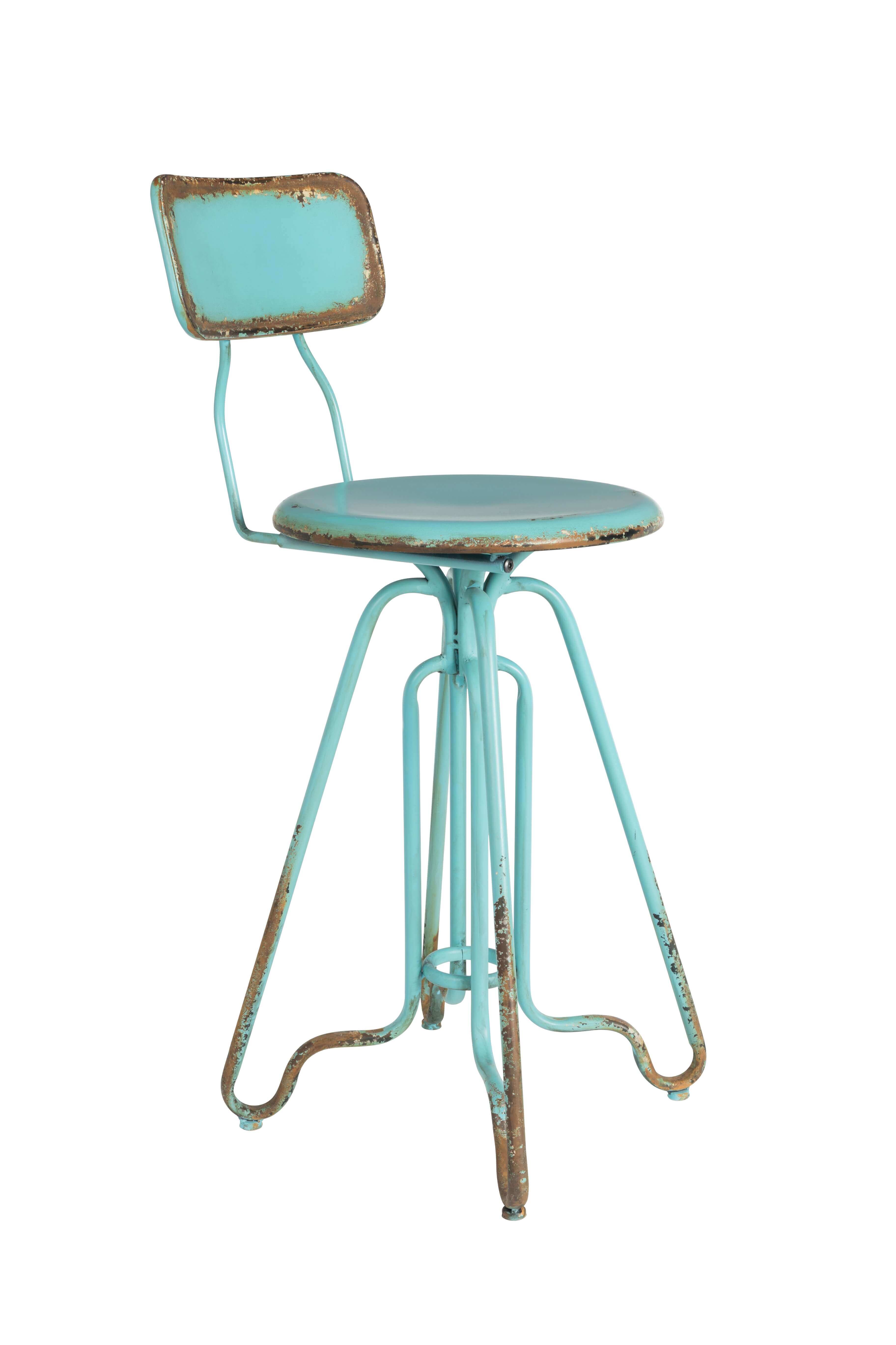 Tabouret bar industriel bleu turquoise