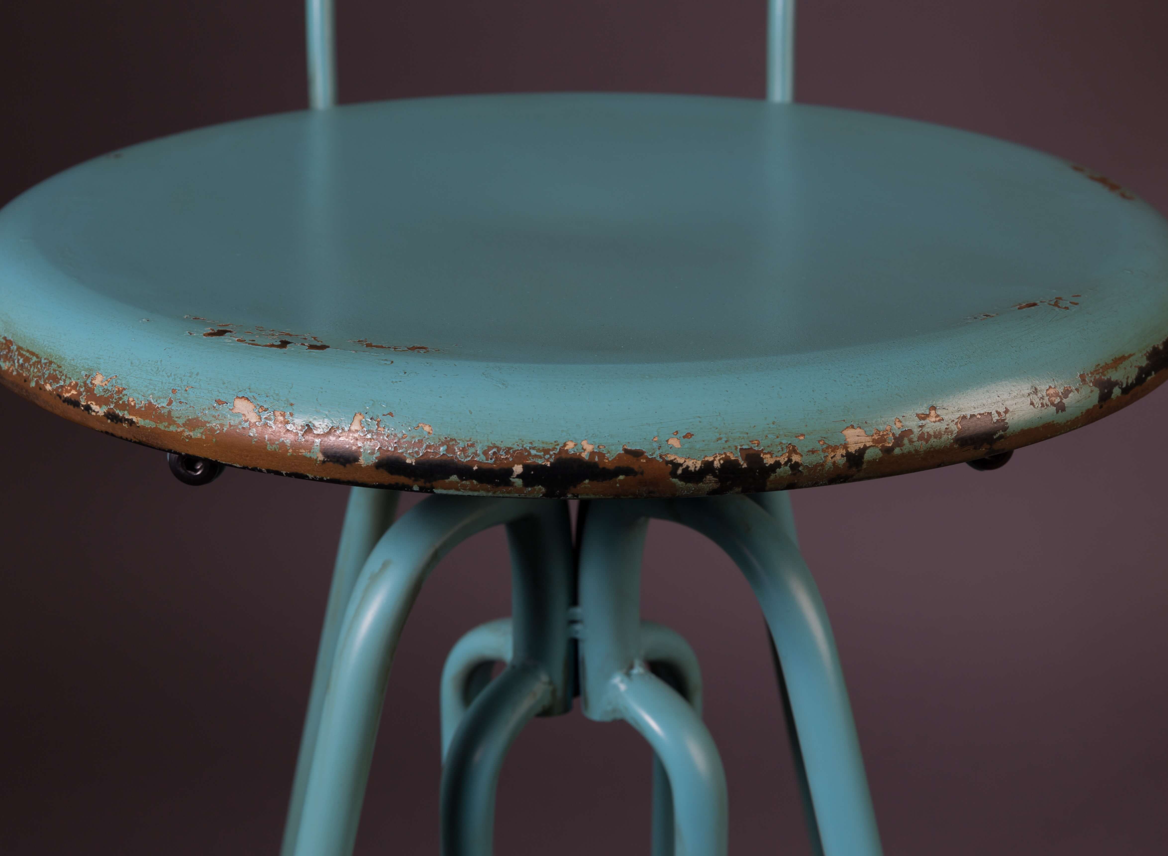 Tabouret acier turquoise 