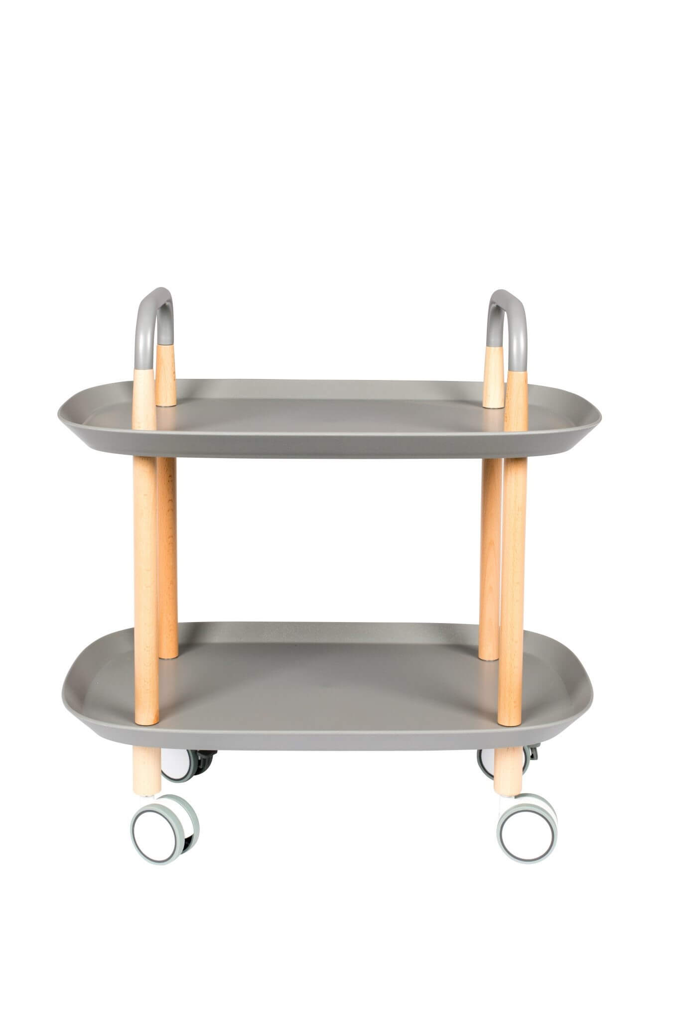 Tavolo grigio trolley su rotelle